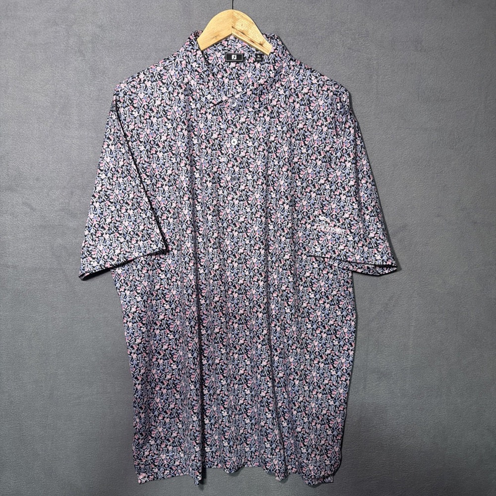 Mens Pink Floral Sz XL Footjoy All Over Print Performance Golf Polo Shirt!